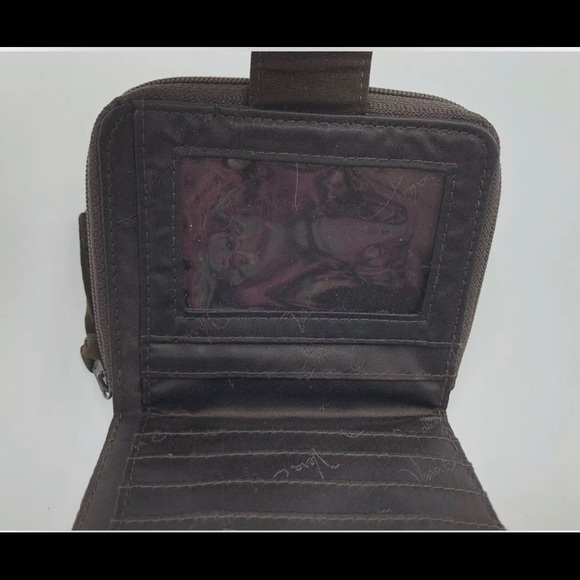 Vera Bradley Brown Microfiber Mini Zip Wallet - Picture 4 of 5